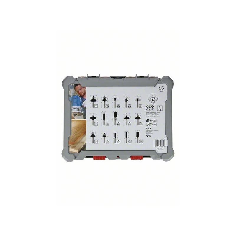 Bosch PRO Fräser-Set, gemischt, Schaft 6 mm, 15-tlg. #2607017471