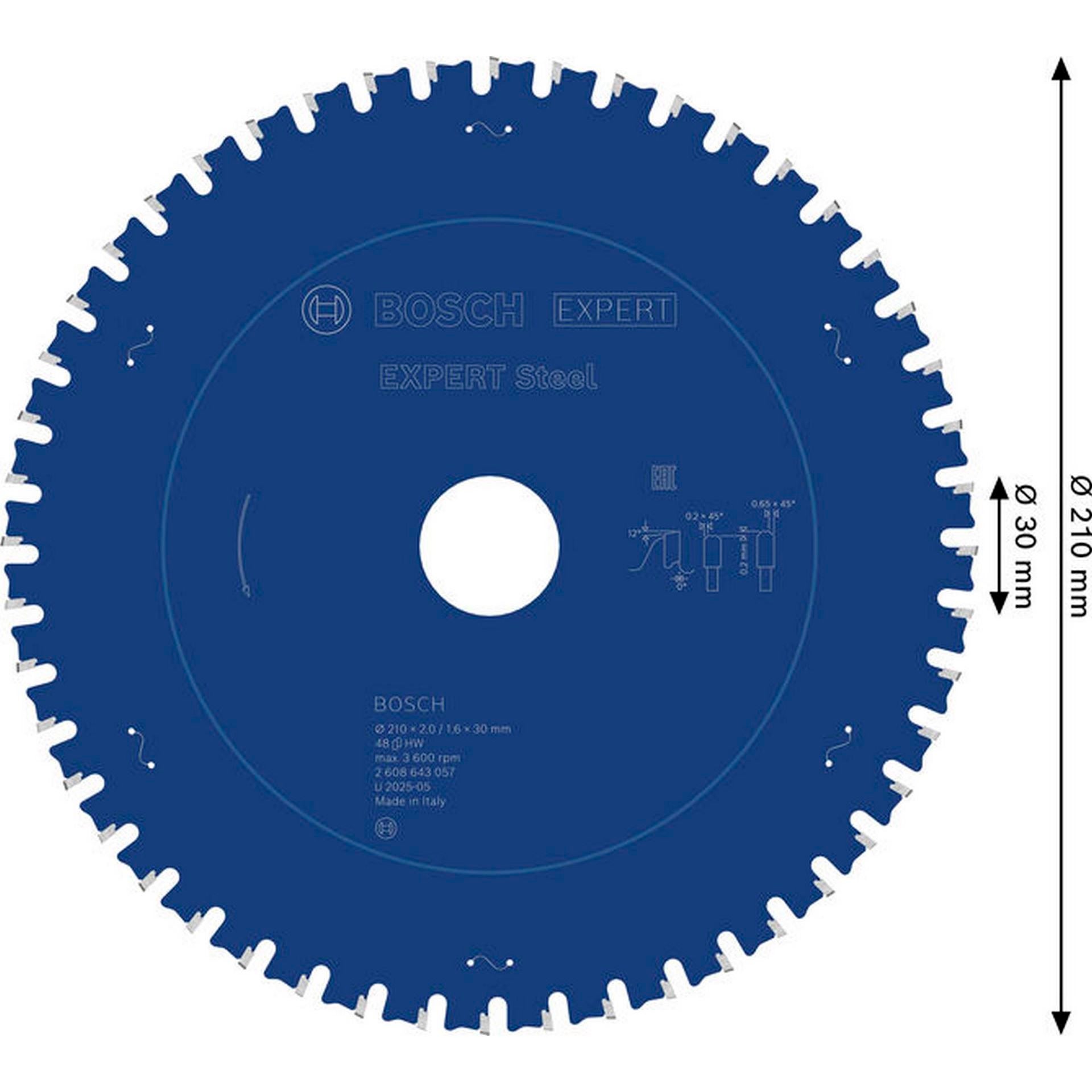 Bosch EXPERT Steel Kreissägeblatt, 210x2/1,6x30 mm, Z48 #2608643057