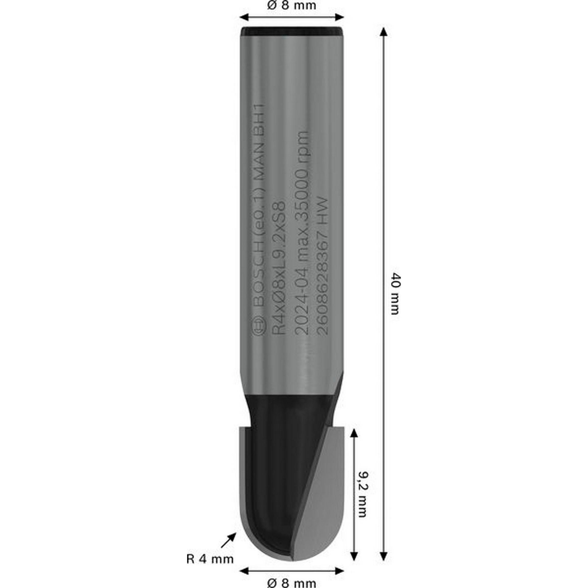 Bosch PRO Hohlkehlfräser, R 4 mm, S 8 mm #2608628367