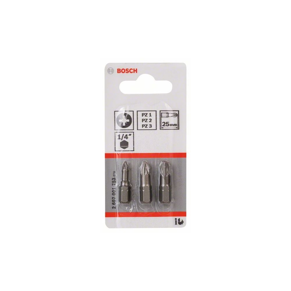 Bosch Schrauberbit-Set, Extra Hard, 3-tlg., PZ1, PZ2, PZ3, 25 mm #2607001753