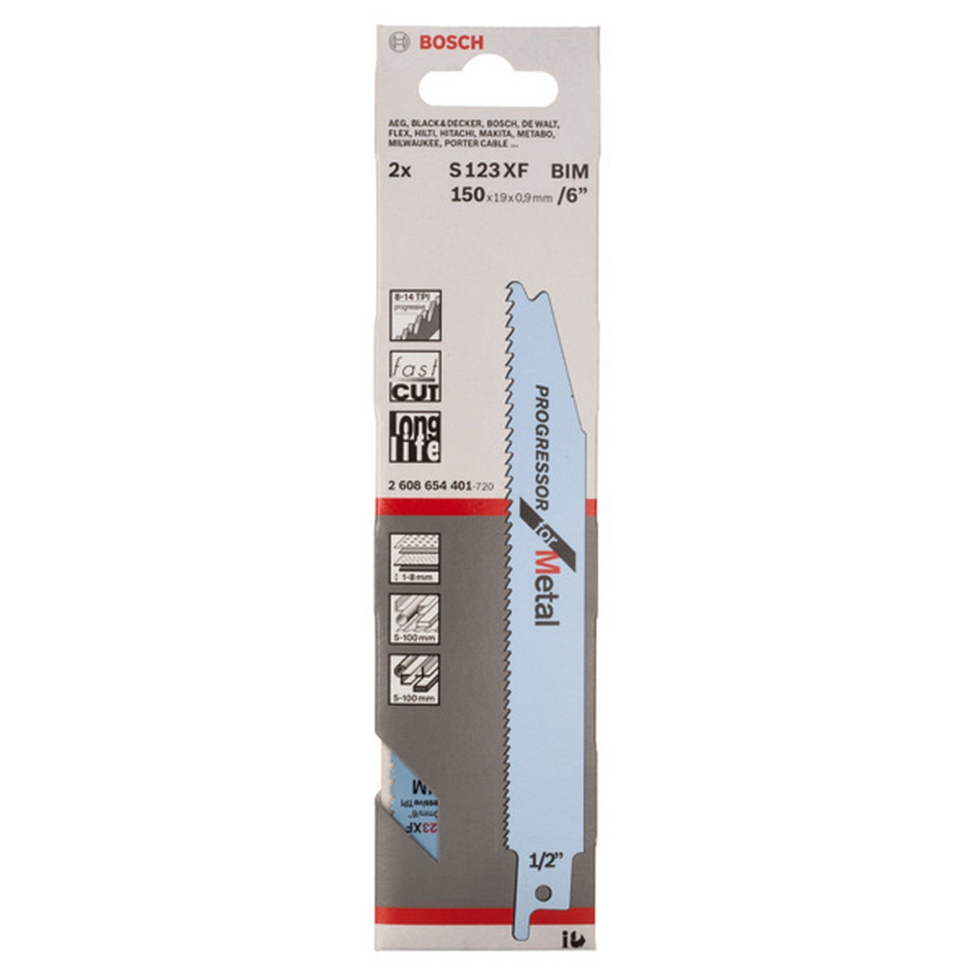 Bosch Säbelsägeblatt S 123 XF, Progressor for Metal, 2er-Pack #2608654401