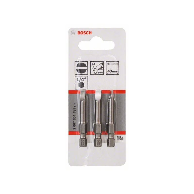 Bosch Schrauberbit Extra-Hart S 1,0 x 5,5, 49 mm, 3er-Pack #2607001481