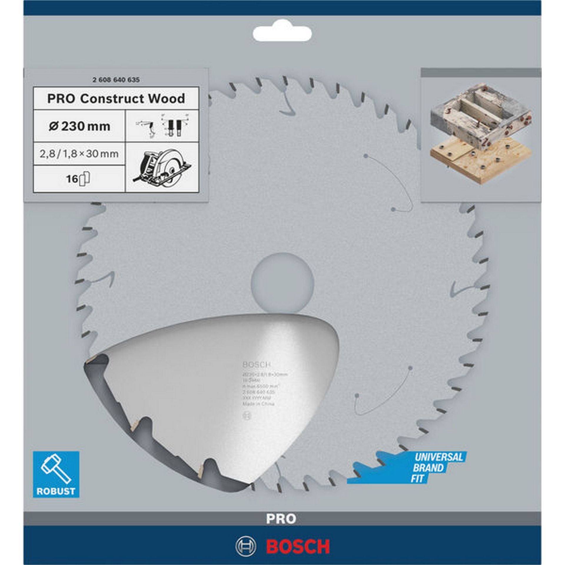 Bosch PRO Construct Wood Kreissägeblatt, 230 x 2,8 x 30 mm #2608640635