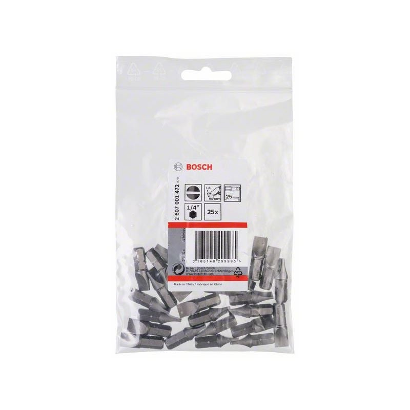 Bosch Schrauberbit Extra-Hart S 1,6 x 8,0, 25 mm, 25er-Pack #2607001472