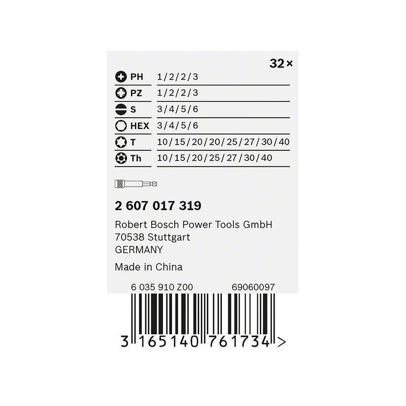 Bosch 32-tlg. Schrauberbit-Set, PH, PZ, H, T #2607017319