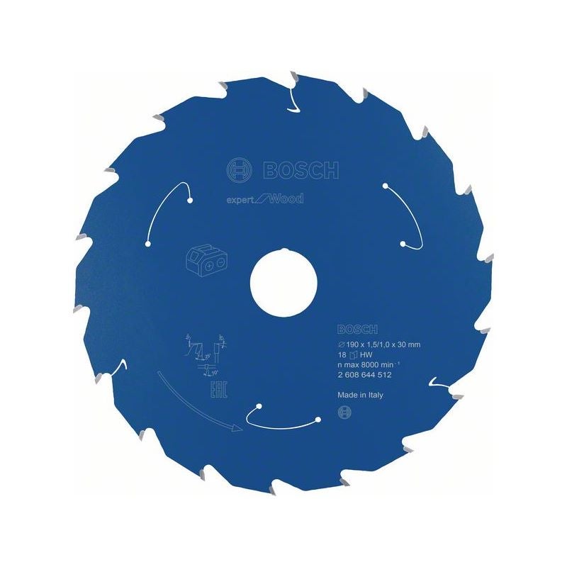 Bosch Kreissägeblatt für Akkusägen Expert for Wood, 190 x 1,5/1 x 30, 18 Zähne #2608644512