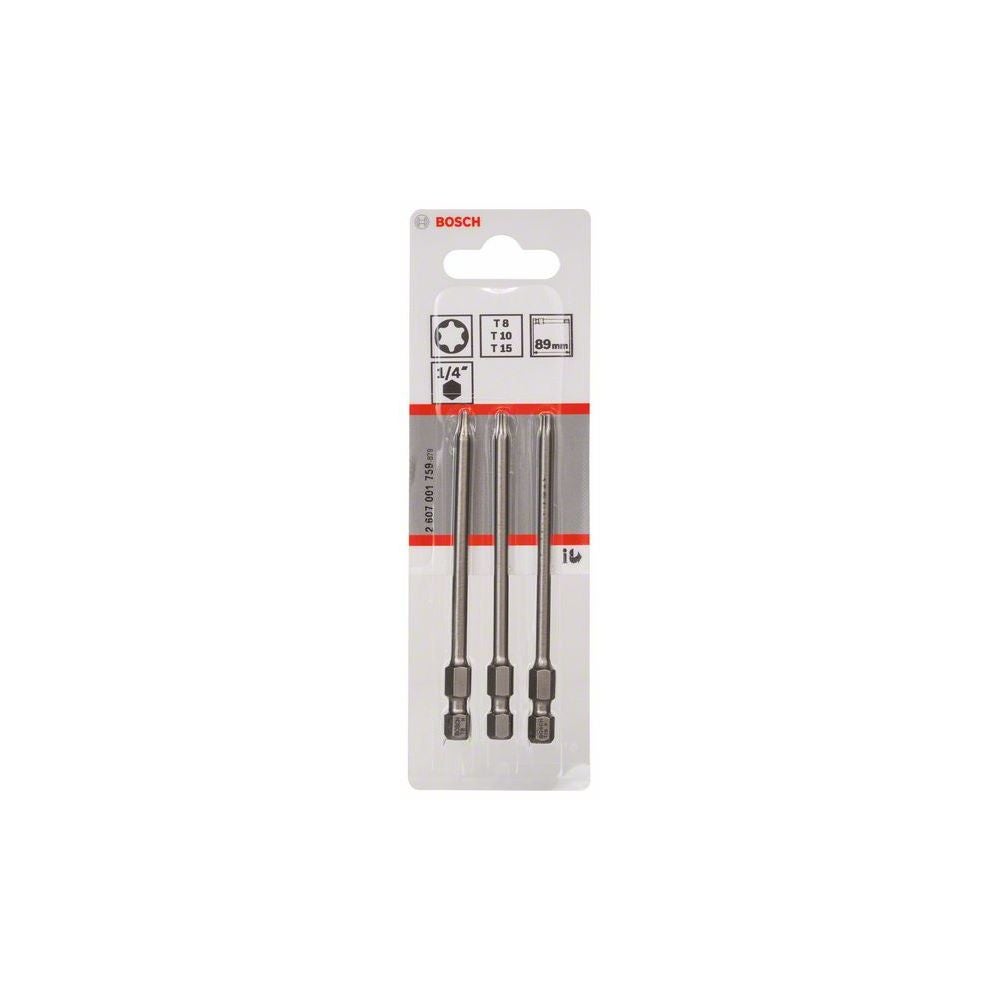 Bosch Schrauberbit-Set Extra-Hart, 3-teilig, T8, T10, T15, 89 mm #2607001759