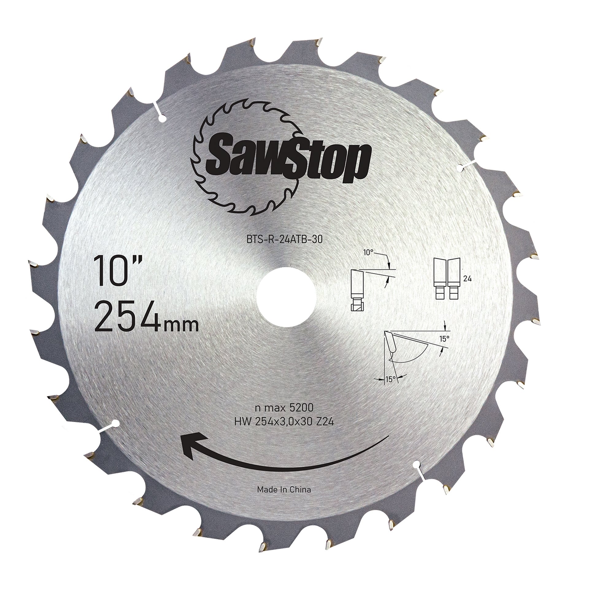 SawStop Längsschnitt-Sägeblatt 254x3,0/2,0x30, WZ24 #BTS-R-24ATB-30