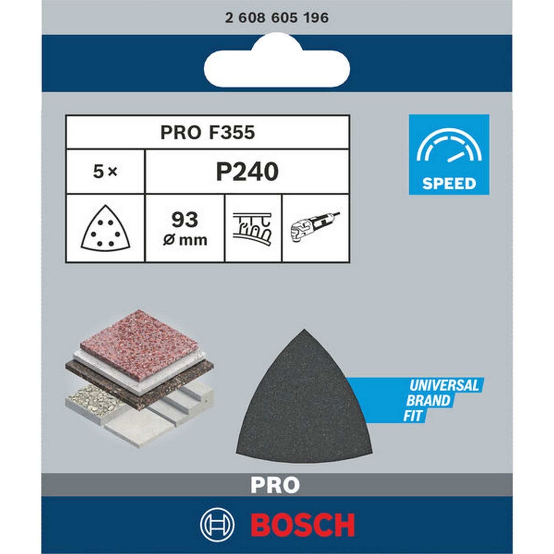 Bosch PRO F355 Schleifblatt, 93 mm, G240, 5-tlg. #2608605196