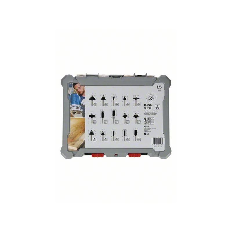 Bosch PRO Fräser-Set, gemischt, Schaft 8 mm, 15-tlg. #2607017472