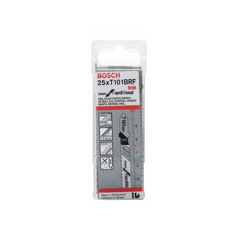 Bosch PRO Hardwood clean reverse T101BRF Stichsägeblatt, 100 mm, 25-tlg. #2608634989