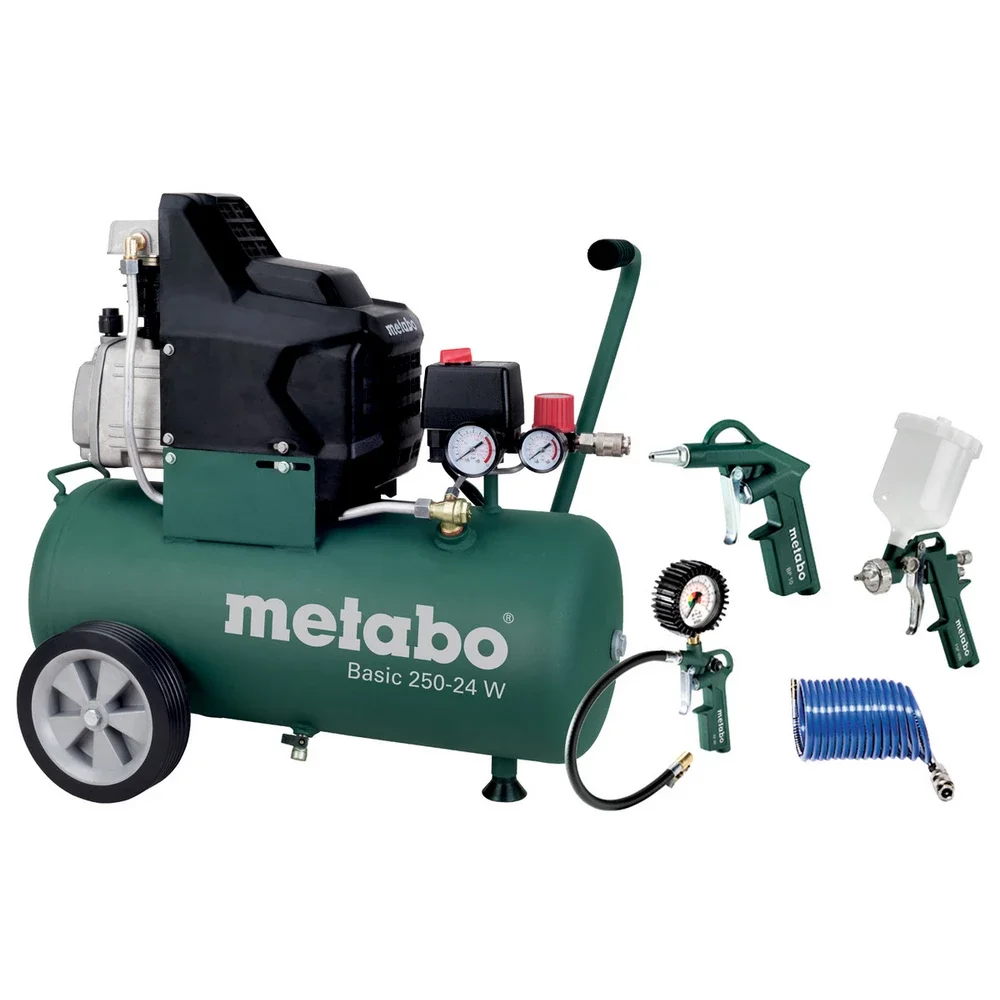 Metabo Kompressor Basic 250-24 W Set #690836000 mit Druckluft-Werkzeugset LPZ 4 Set