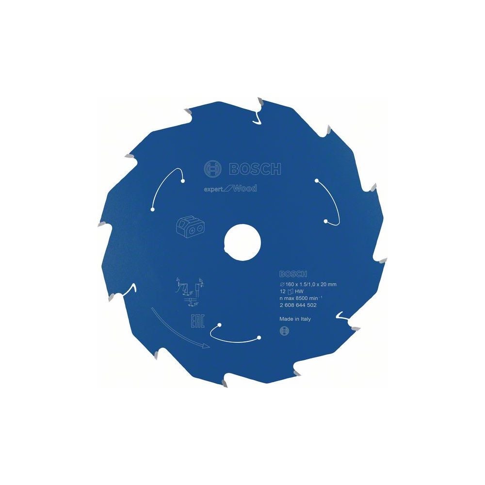 Bosch Kreissägeblatt für Akkusägen Expert for Wood, 160 x 1,5/1 x 20, 12 Zähne #2608644502