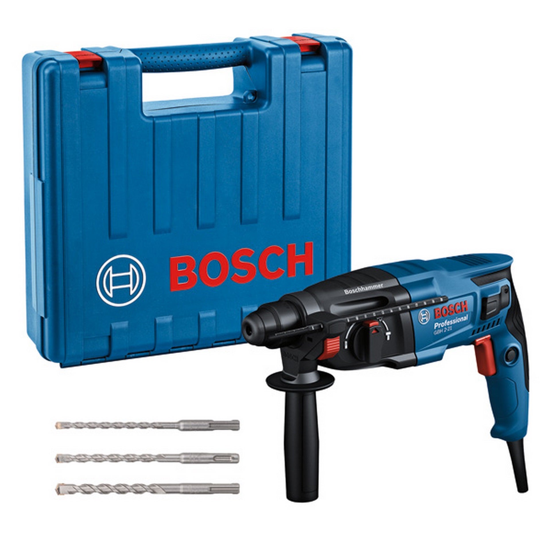 Bosch Bohrhammer mit SDS plus GBH 2-21 mit 1x Bohrer SDS plus 6/8/10 mm #06112A6002