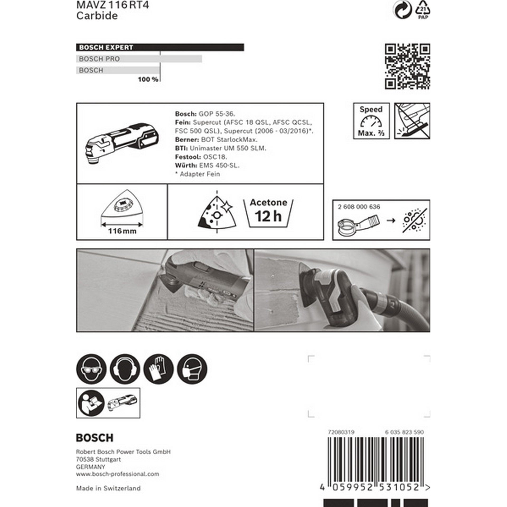 Bosch EXPERT MAVZ 116 RT4 Schleifplatte für Multifunktionswerkzeuge, 116 mm #2608900053