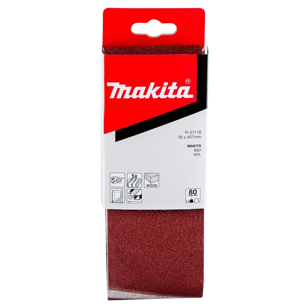 Makita Schleifband 76 x 457 mm/K80/5 Stk. #P-37116