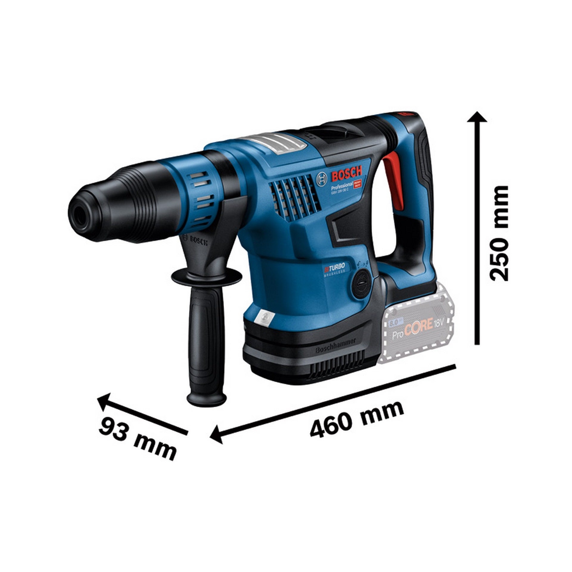 Bosch Akku-Bohrhammer mit SDS max GBH 18V-36 C, 2x ProCORE18V 5.5Ah, Handwerkerkoffer #0611915003