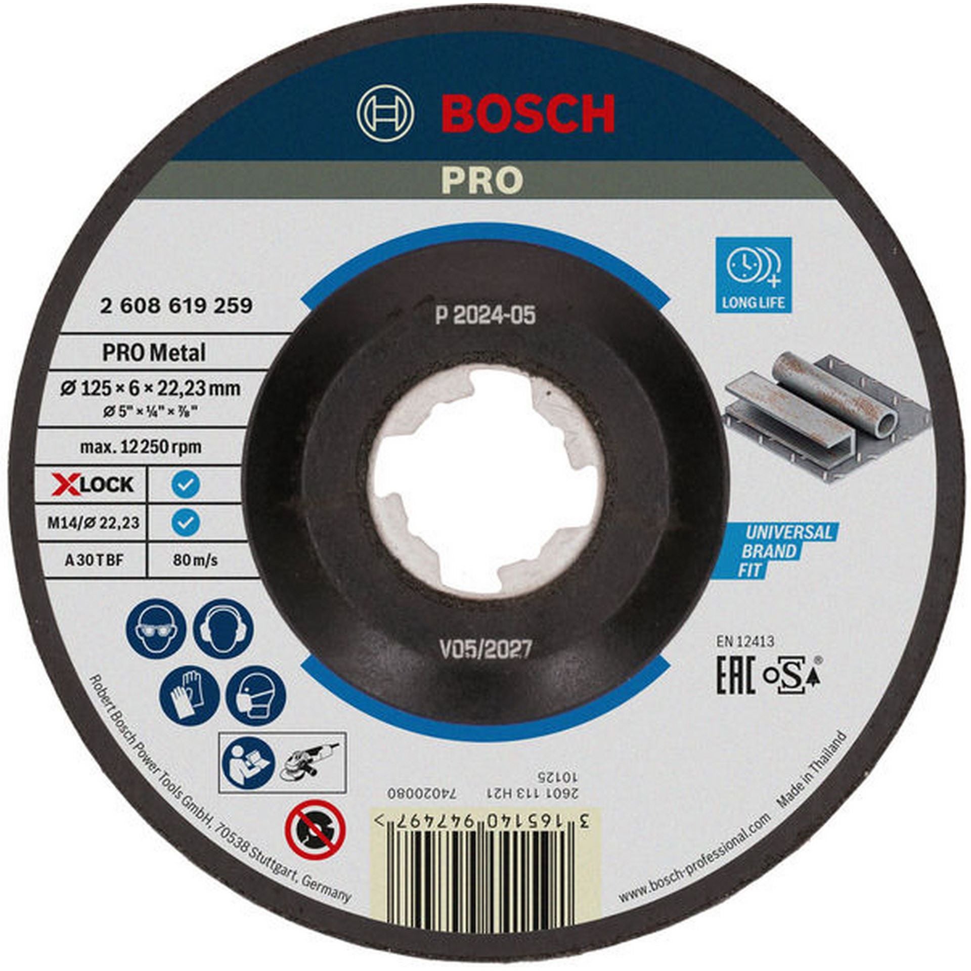 Bosch PRO Metal X-Lock Schleifscheibe, 125 x 6 x 22.23 mm, oSa #2608619259