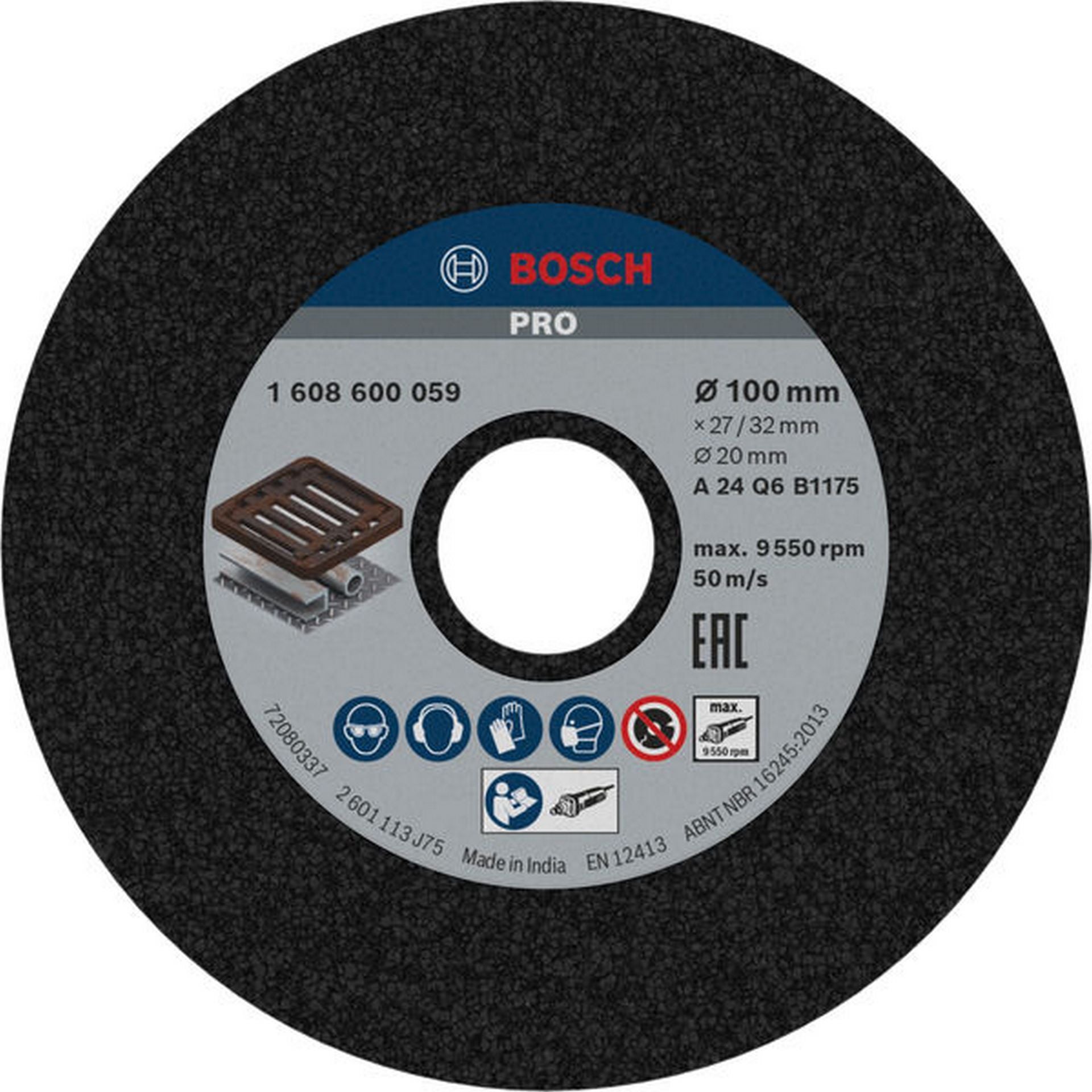 Bosch PRO Metal Schleifscheibe, 100 x 27 x 20 mm, K24 #1608600059