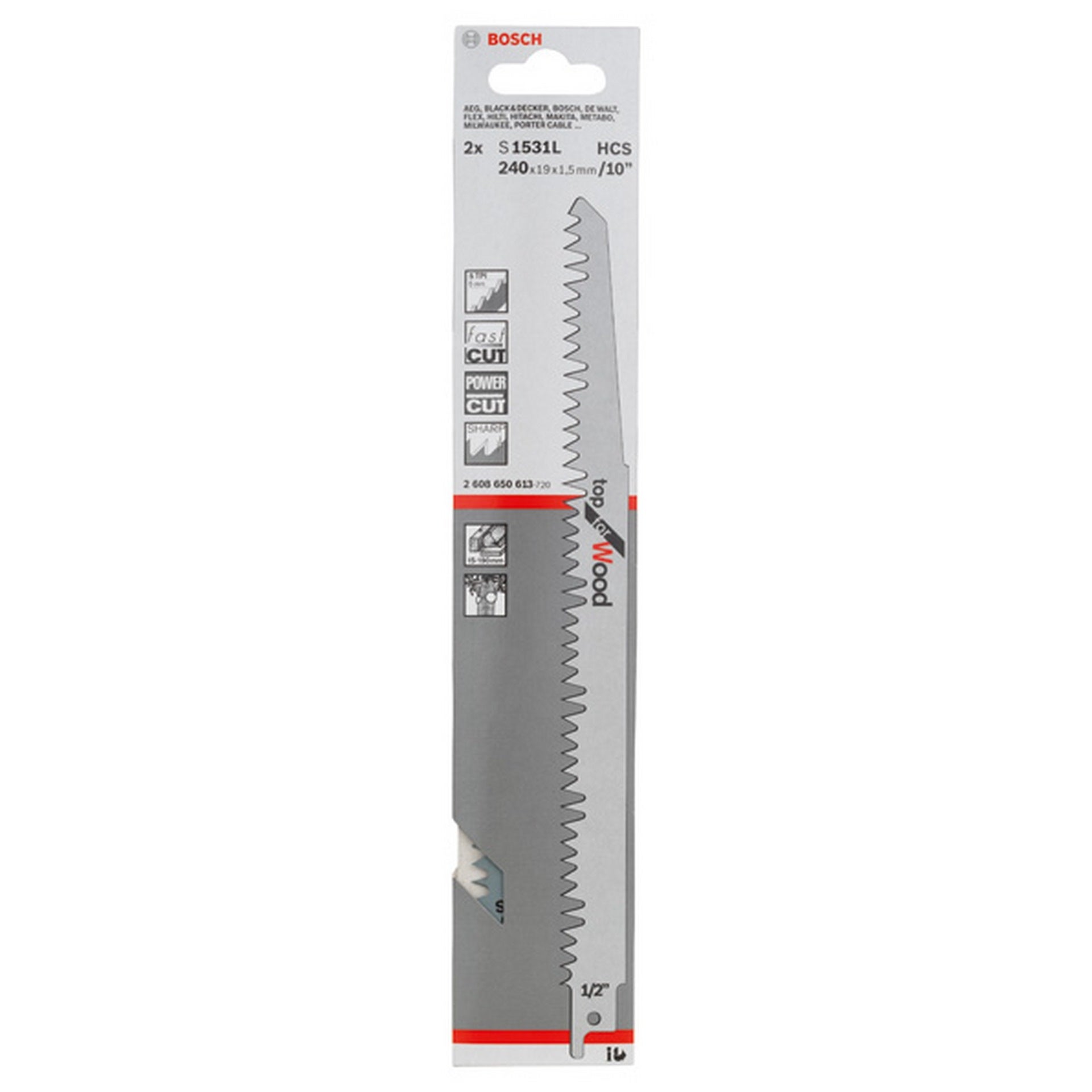 Bosch Säbelsägeblatt S 1531 L, Top for Wood, 2er-Pack #2608650613