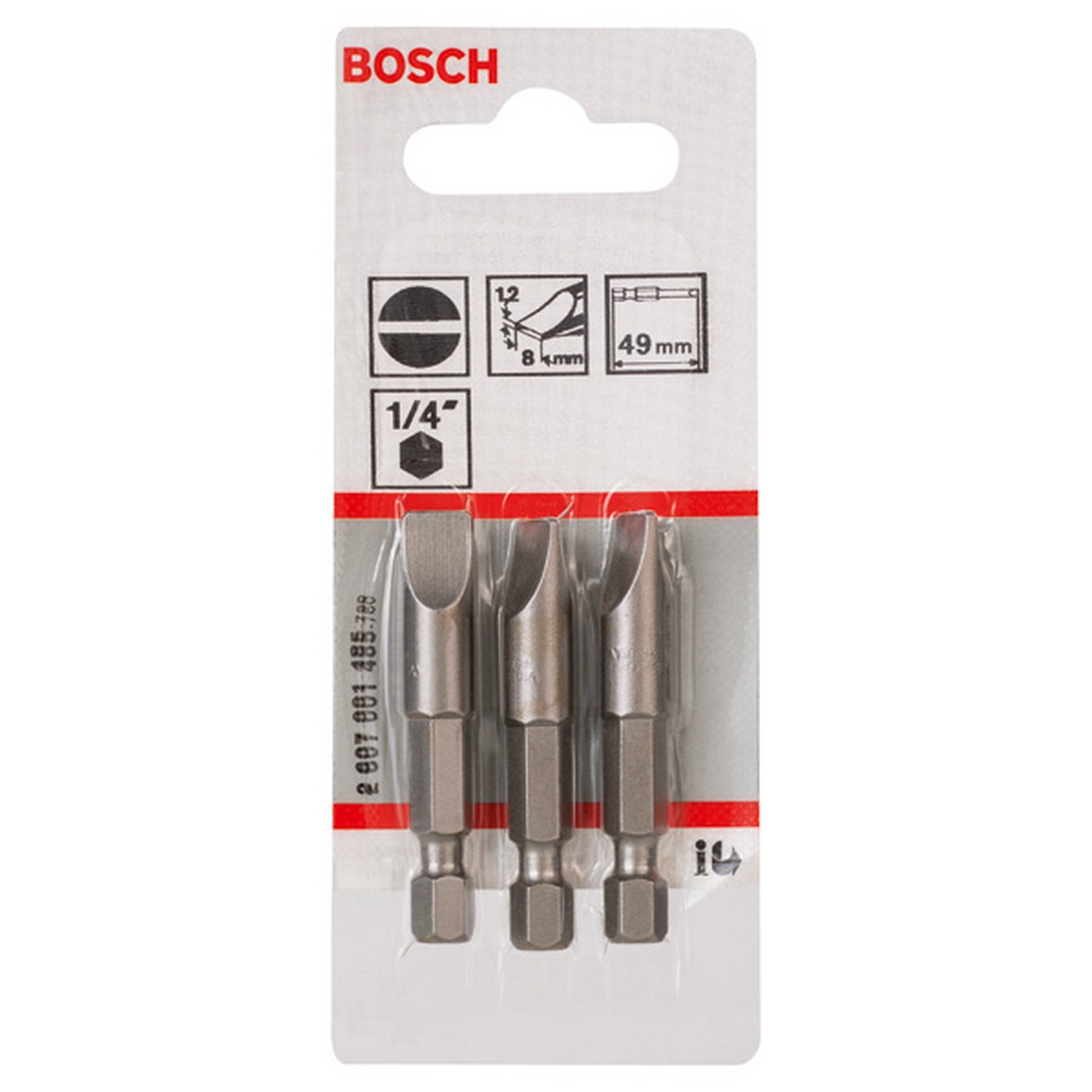 Bosch Schrauberbit Extra-Hart S 1,2 x 8,0, 49 mm, 3er-Pack #2607001485