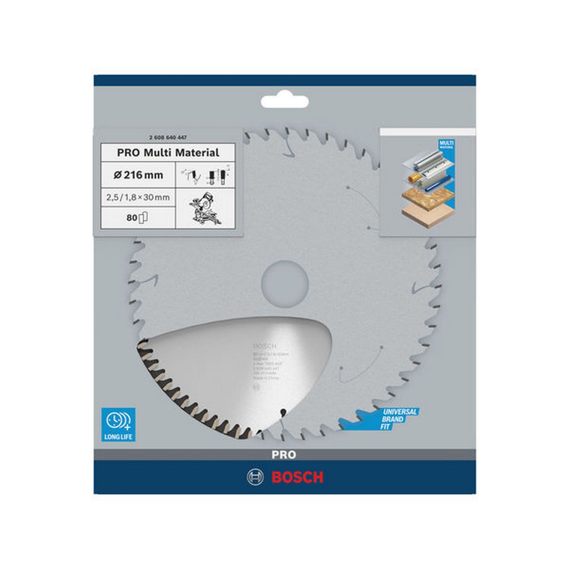 Bosch PRO Multi Material Kreissägeblatt, 216 x 2,5 x 30 mm, Z80 #2608640447