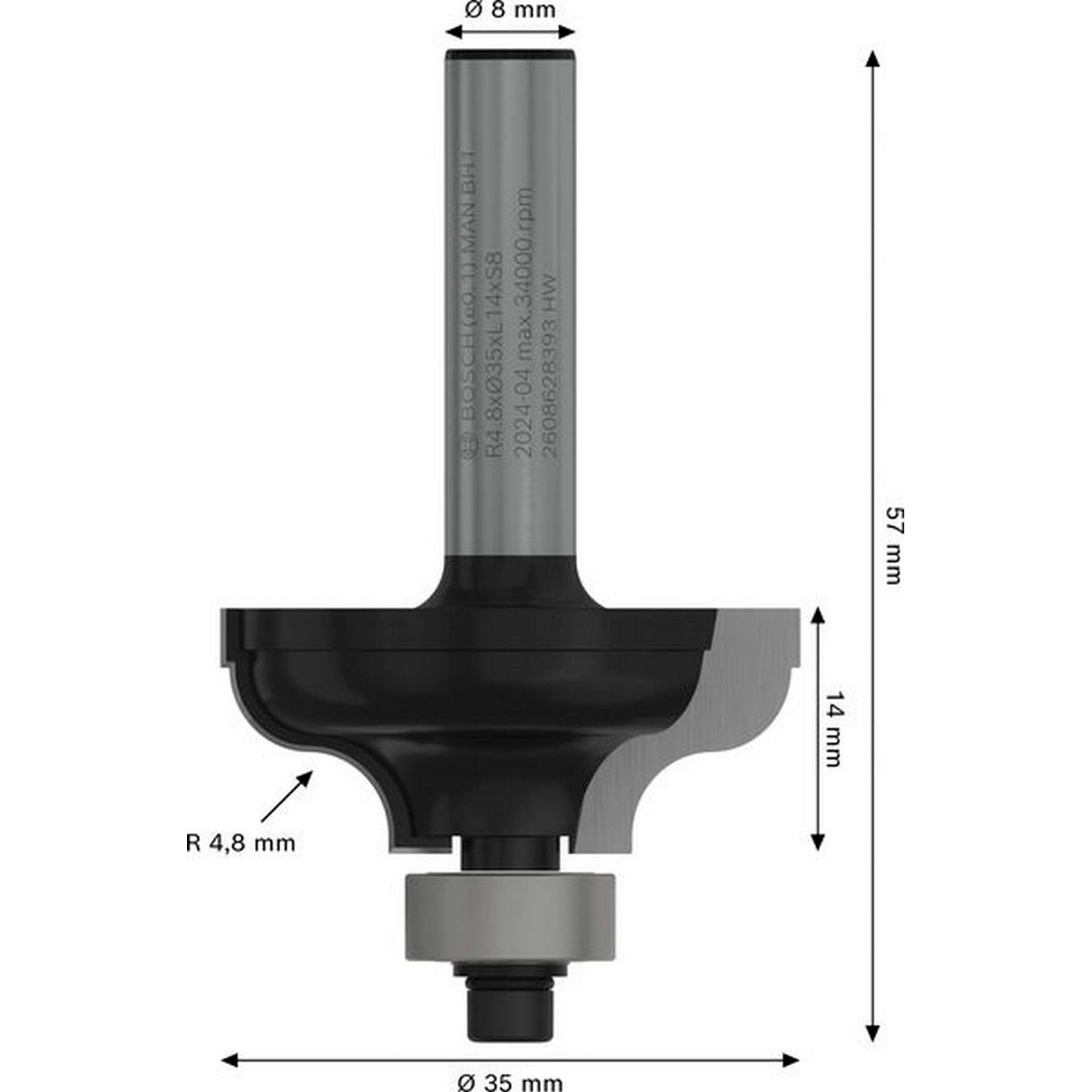 Bosch PRO Profilfräser Römisch, R 4,8 mm, S 8 mm #2608628393
