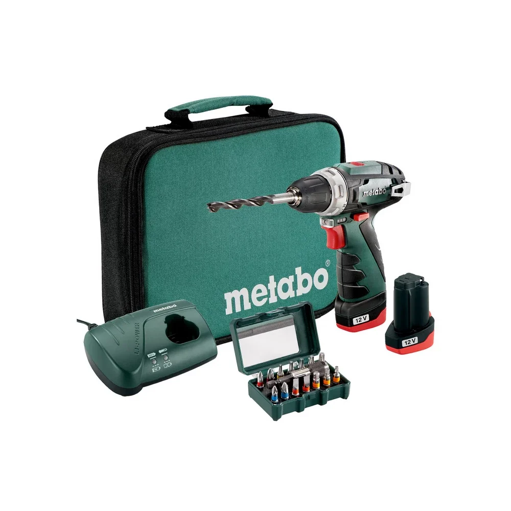 Metabo Akku-Bohrschrauber PowerMaxx BS Set #600079510 mit Bit-Box SP #15-teilig