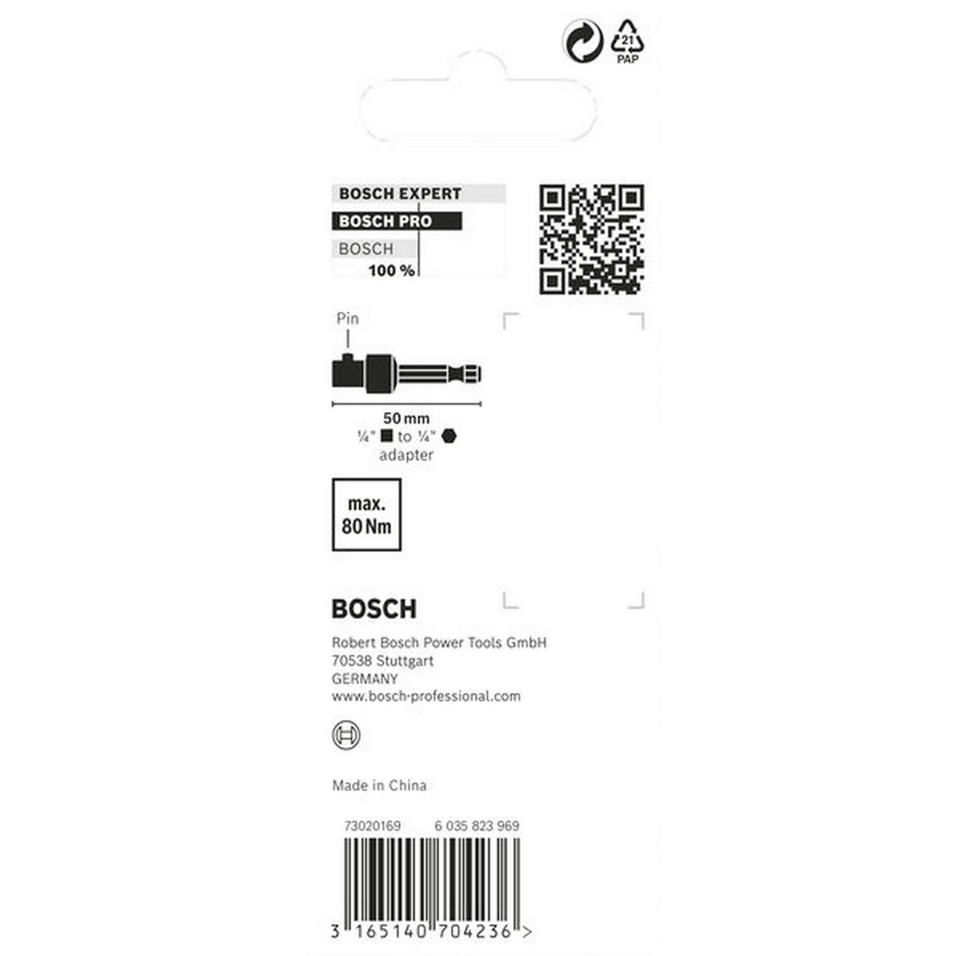 Bosch PRO Socket Adapter mit Stiftverbindung, 1/4", 50 mm #2608551109