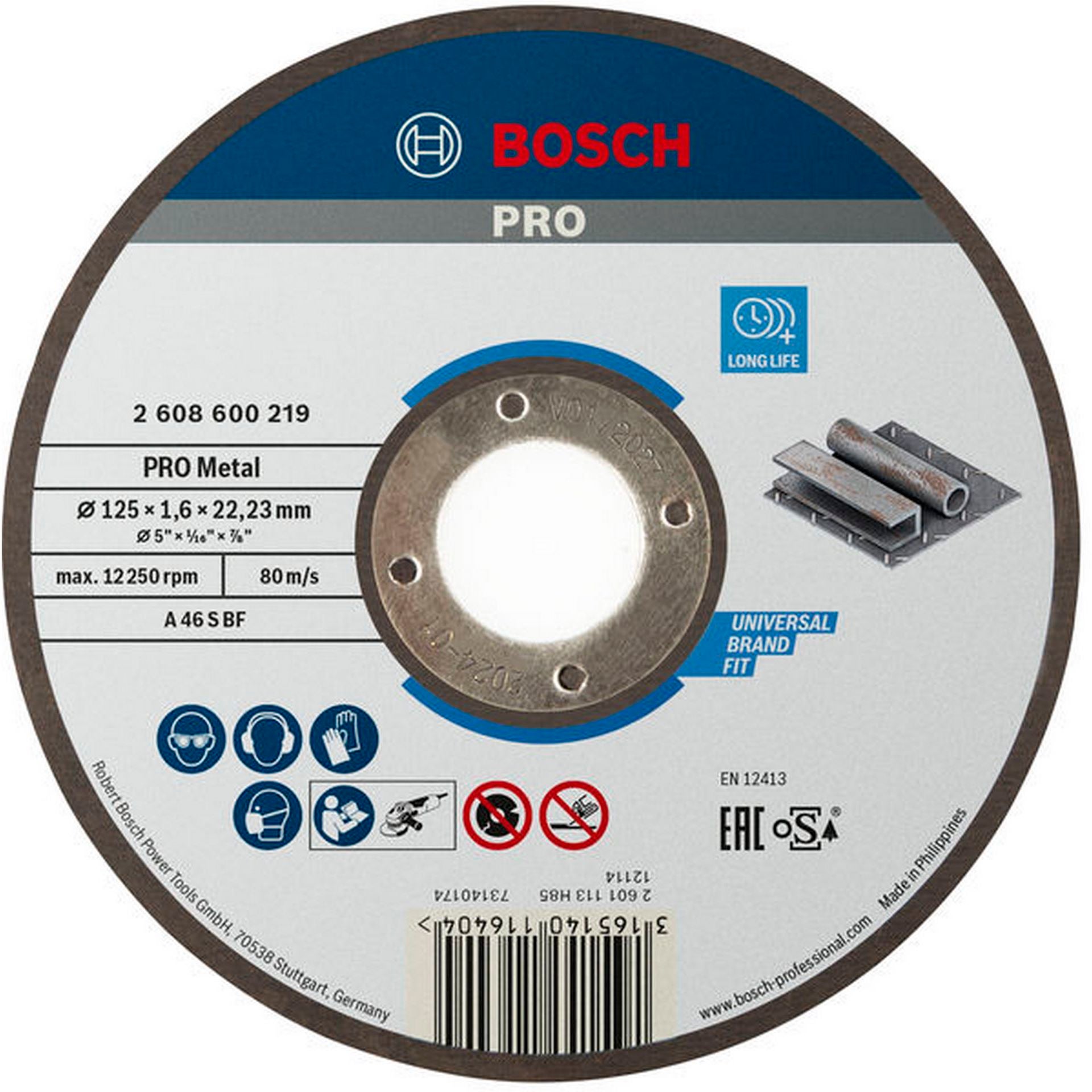 Bosch PRO Metal Trennscheibe, 125 x 1.6 x 22.23 mm, gerade, oSa #2608600219