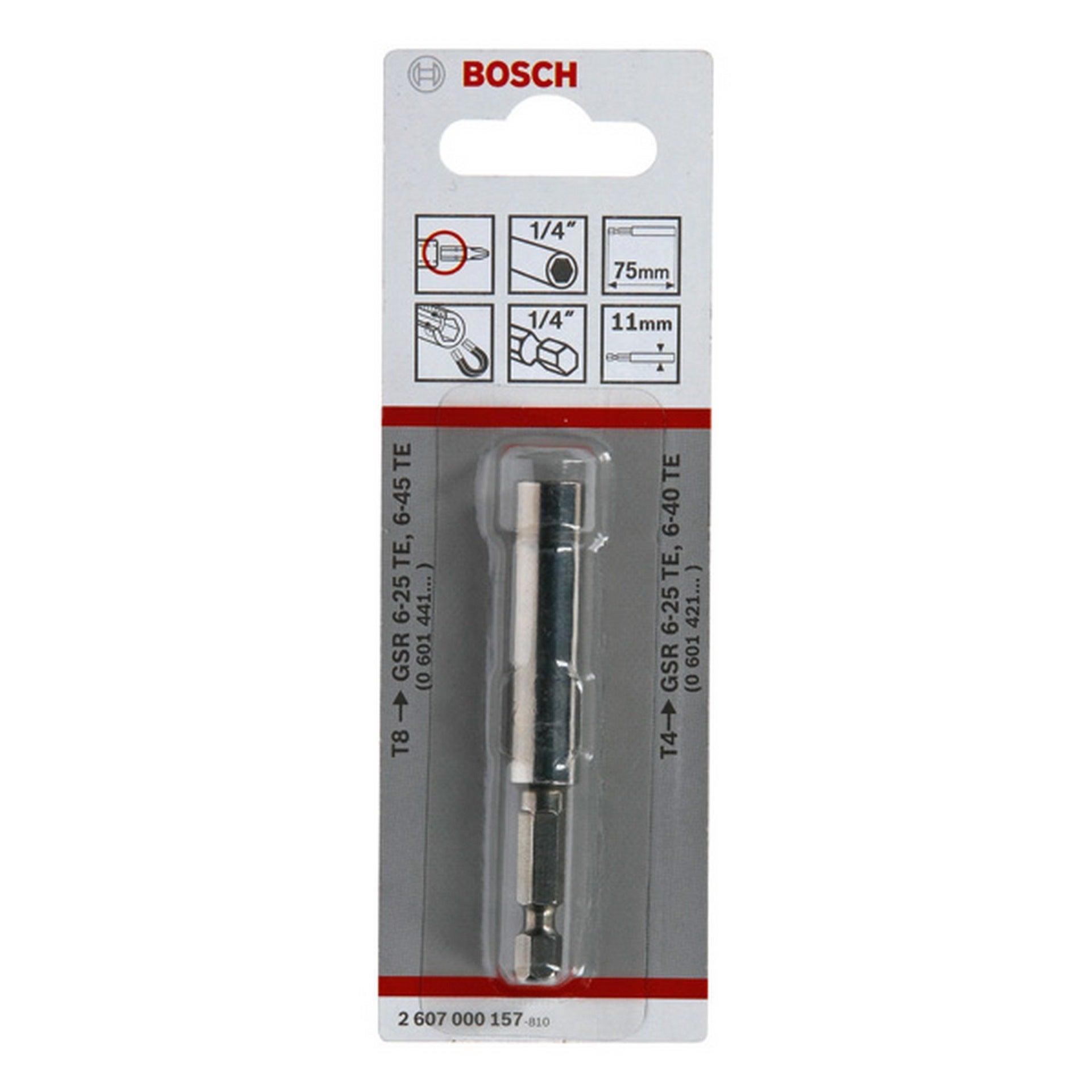 Bosch Universalhalter, 1/4-Zoll, 75mm, 11mm, (in Verbindung mit Tiefenanschlag T8/T4) #2607000157