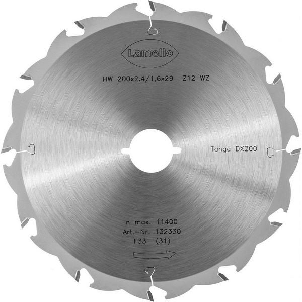 Lamello Tanga DX200 Sägeblatt, HW, Ø200x2.4xØ29 mm, Z12, mit Schnellspann-Aufnahme #132330