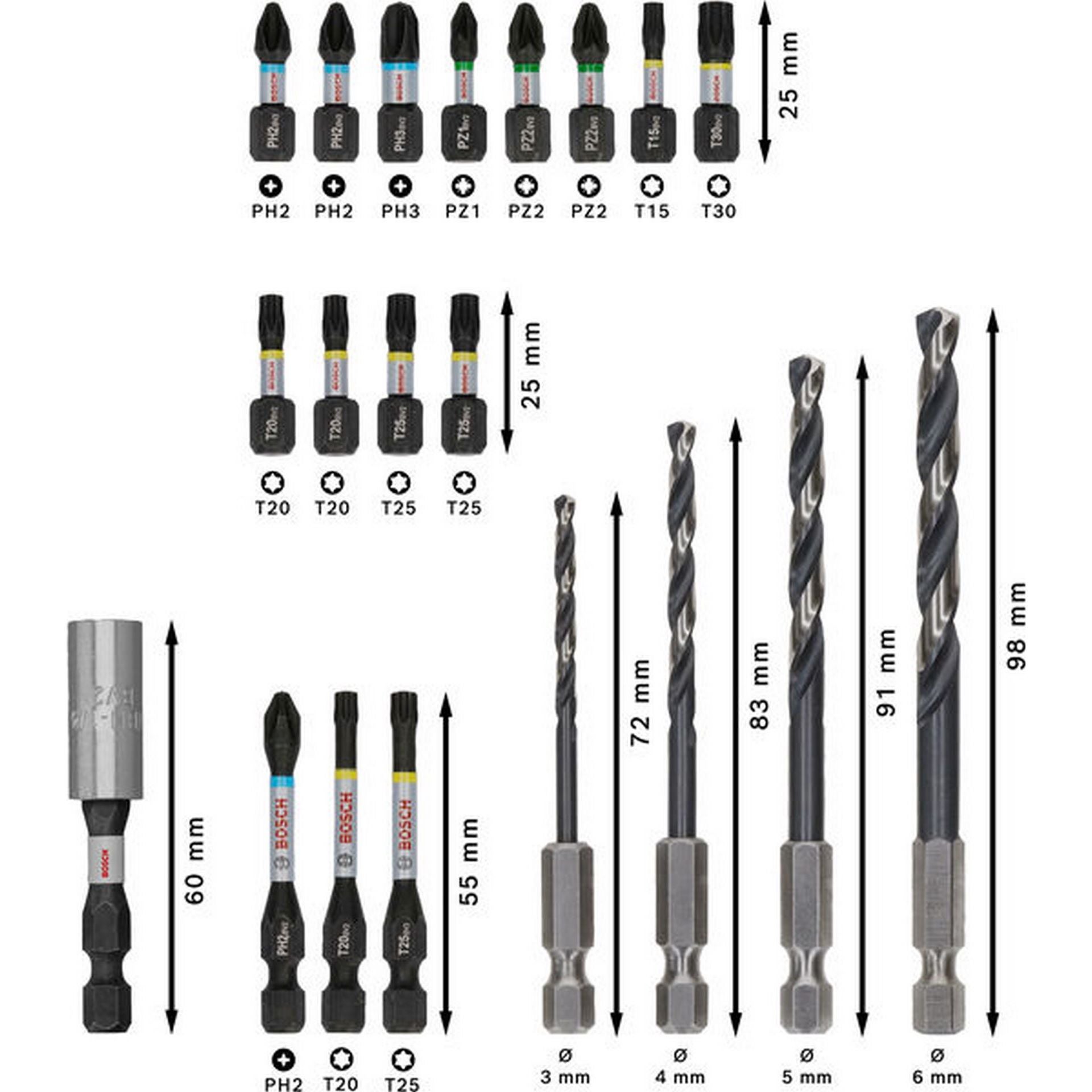 Bosch PRO Impact Schrauberbits und Metallbohrer Set, 20-tlg. #2608521U84