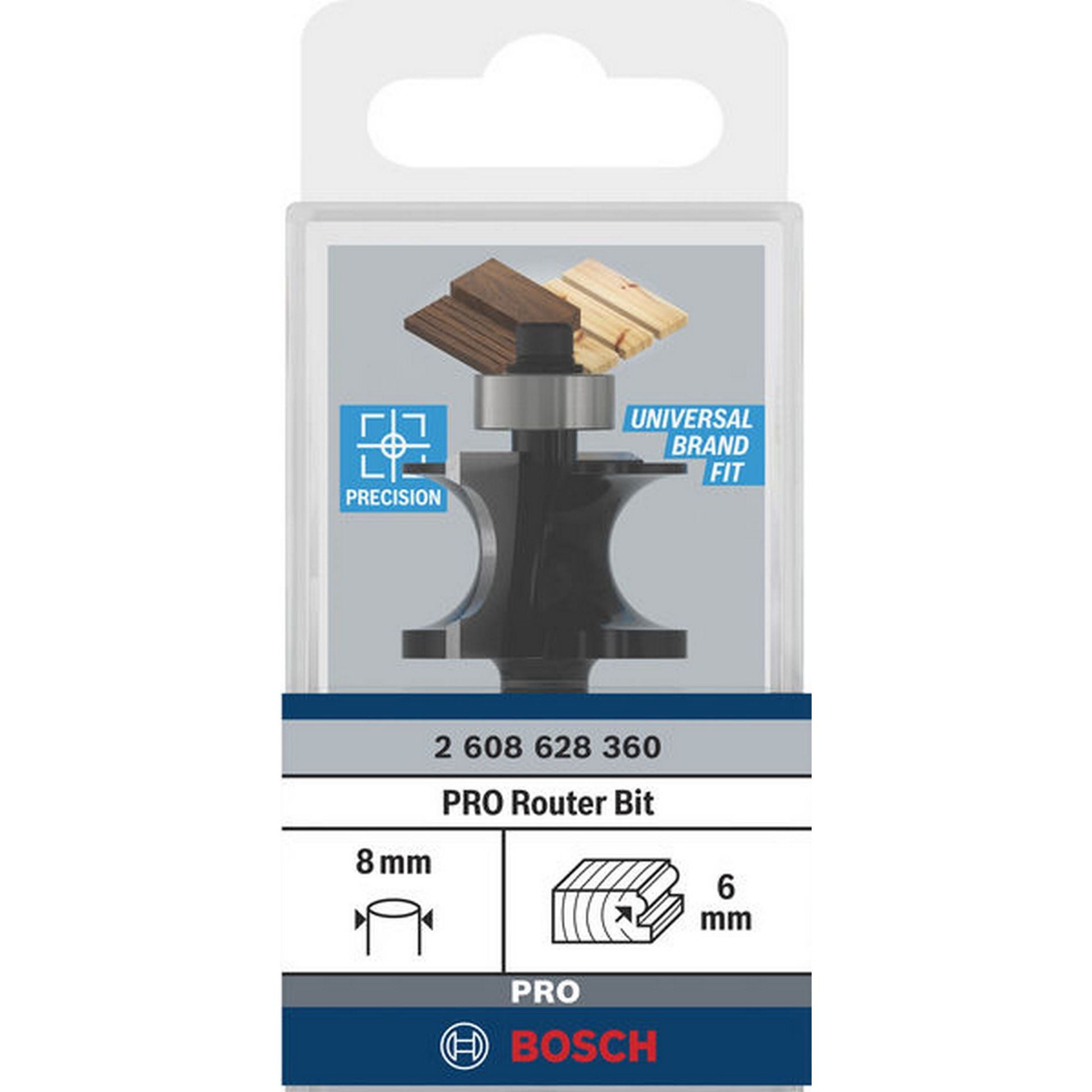 Bosch PRO Halbstabfräser, R 6 mm, D 27,8 mm, L18 mm,6, S 8 mm #2608628360