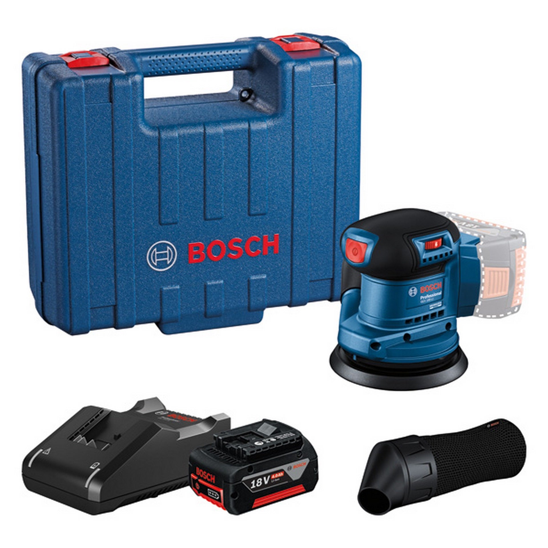 Bosch Exzenterschleifer GEX 185-LI, 1 x Akku GBA 18V 4.0Ah im Handwerkerkoffer #06013A5021