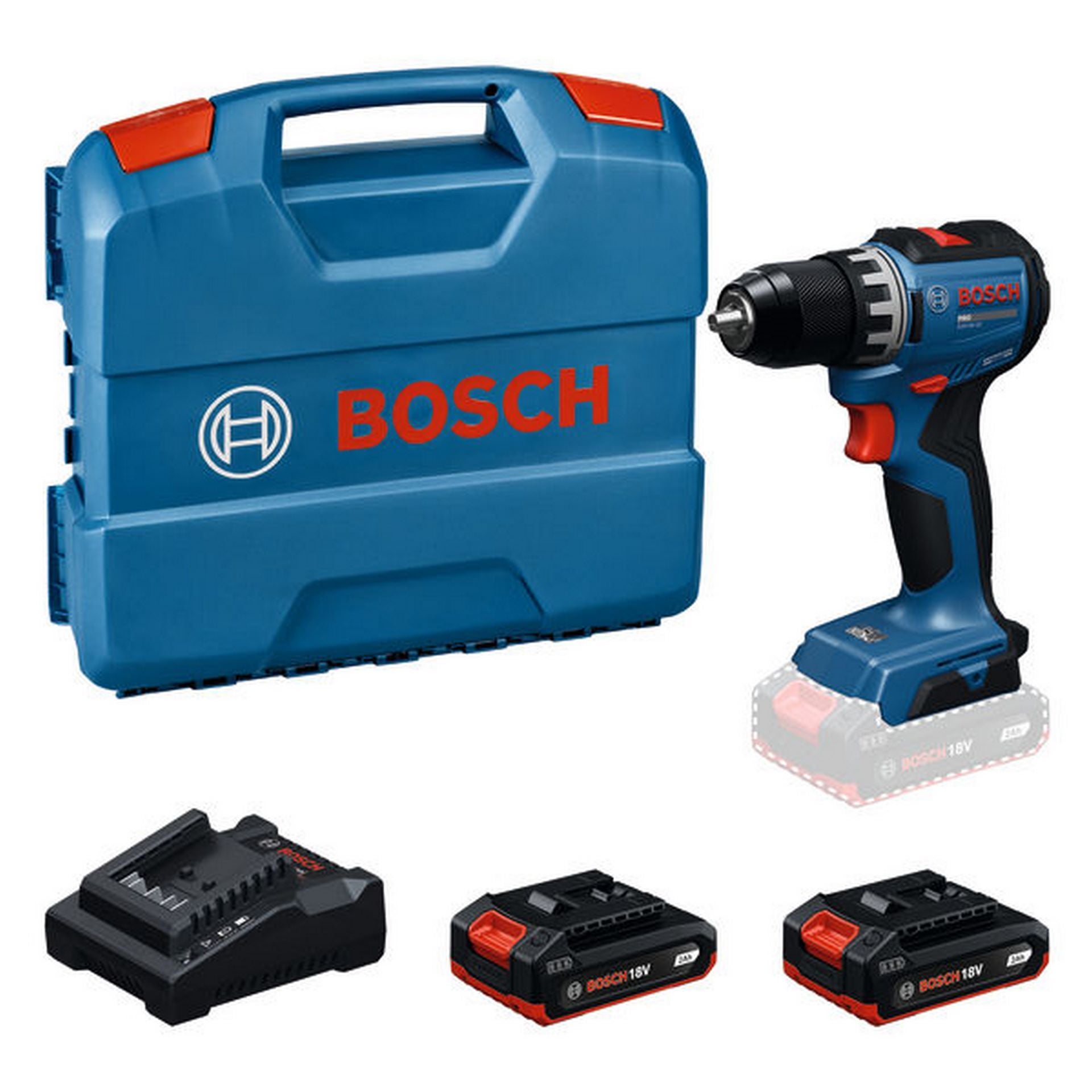 Bosch Akku-Bohrschrauber GSR18V-52, 2 x Akku GBA 18V 2.0Ah in L-Case #06019S0025