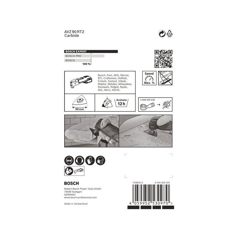 Bosch EXPERT AVZ 90 RT2 Schleifplatte für Multifunktionswerkzeuge, 90 mm #2608900045