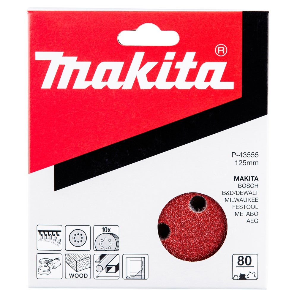 Makita Schleifpapier/Ø 125 mm/K80/10 Stk. #P-43555