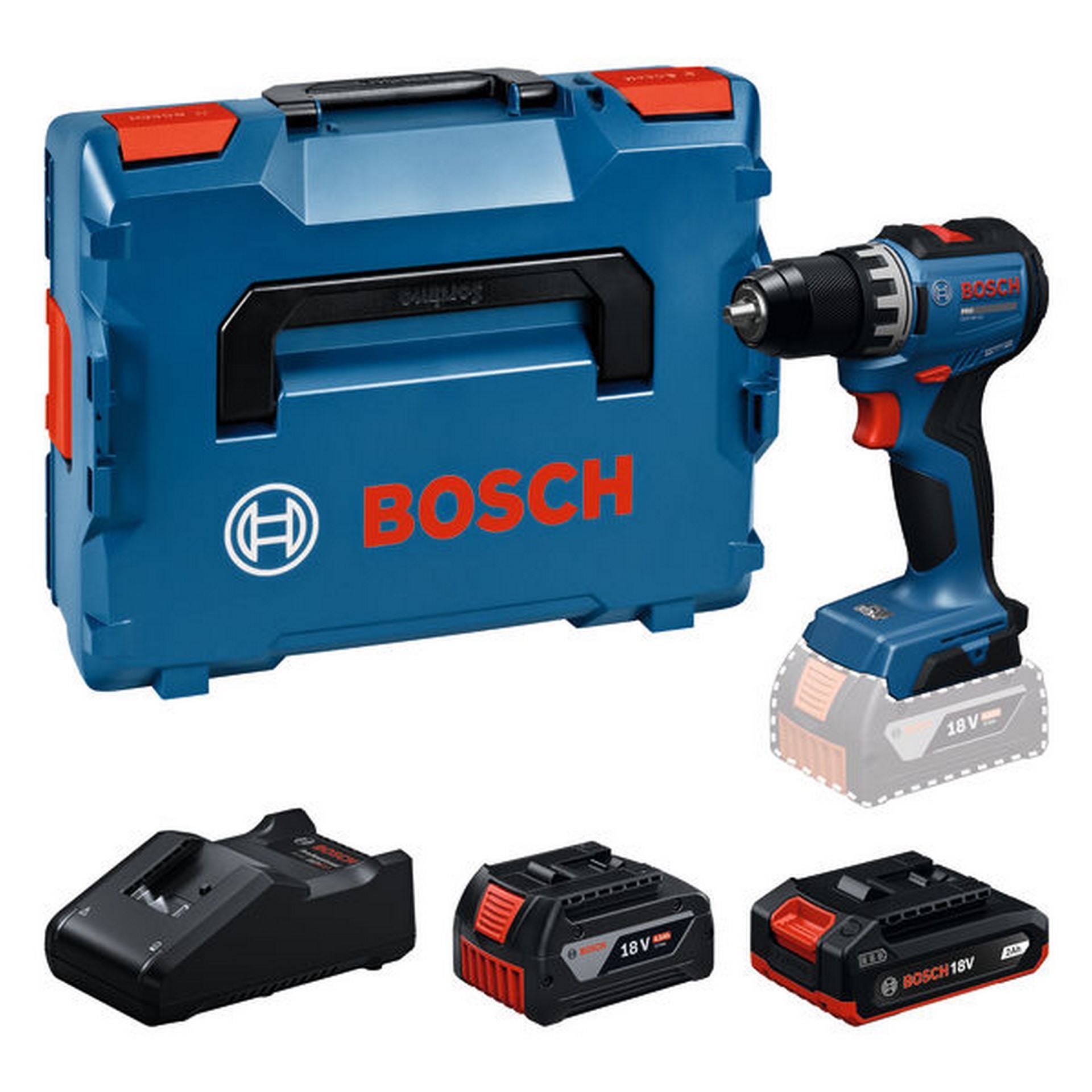 Bosch Akku-Bohrschrauber GSR18V-52, 1 x GBA 18V 4.0Ah, 1 x GBA 18V 2.0Ah in L-BOXX #06019S0024