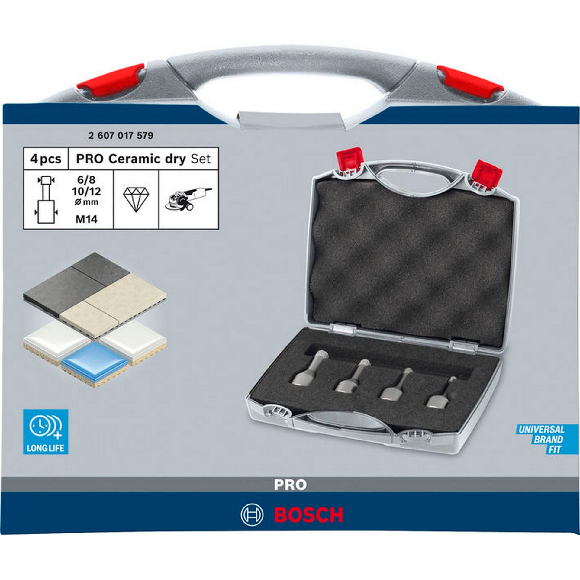 Bosch PRO Ceramic Trockenbohrkronen-Set, 6x30, 8x30, 10x30, 12x30 mm, M14, 4-tlg. #2607017579