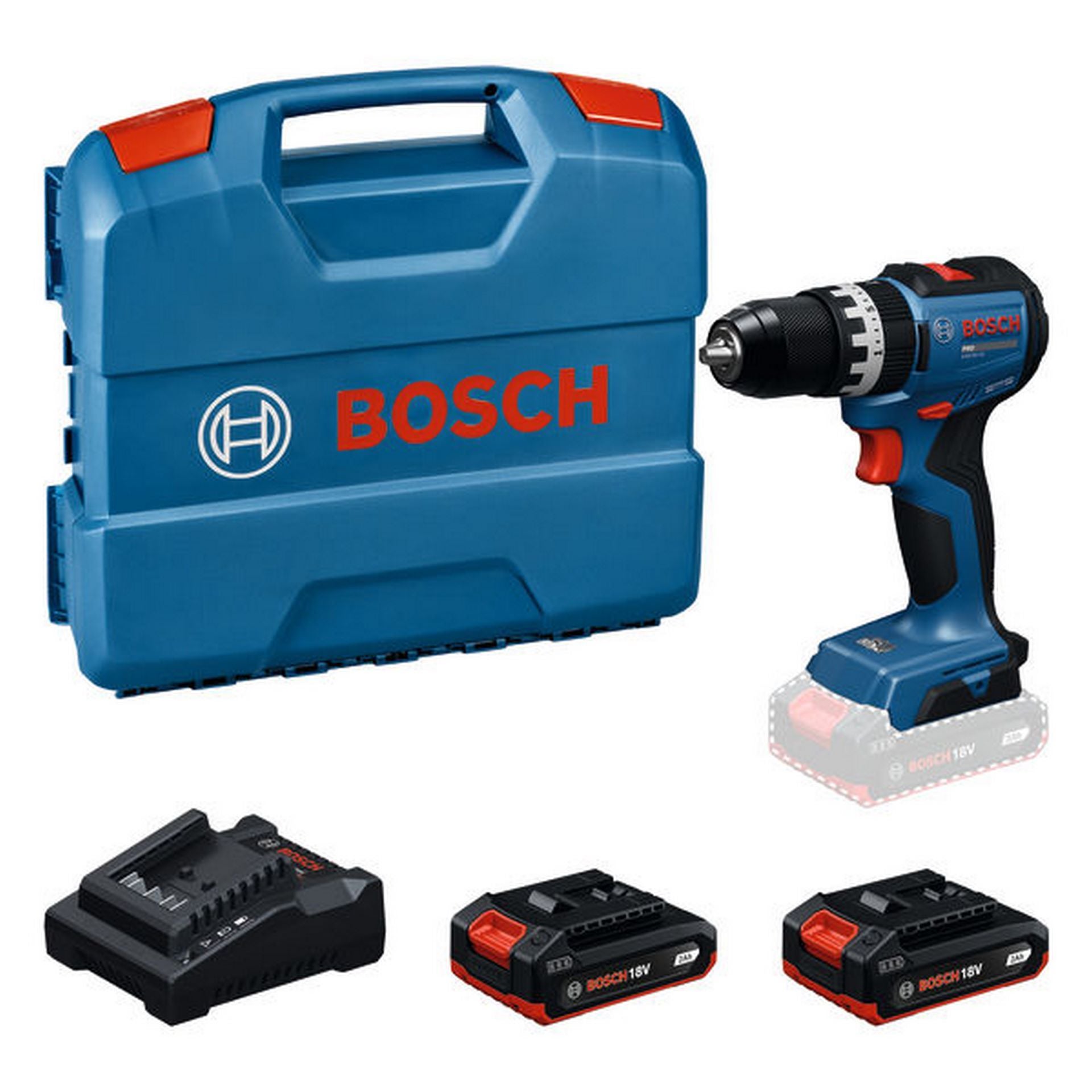 Bosch Akku-Schlagbohrschrauber GSB18V-52, 2 x Akku GBA 18V 2.0Ah in L-Case #06019S0123