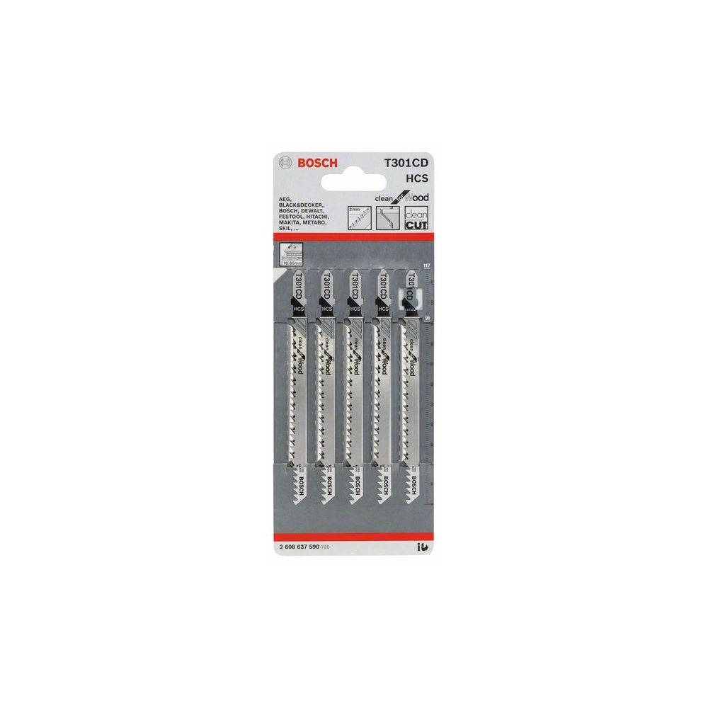 Bosch Stichsägeblatt T 301 CD Clean for Wood, 5er-Pack #2608637590
