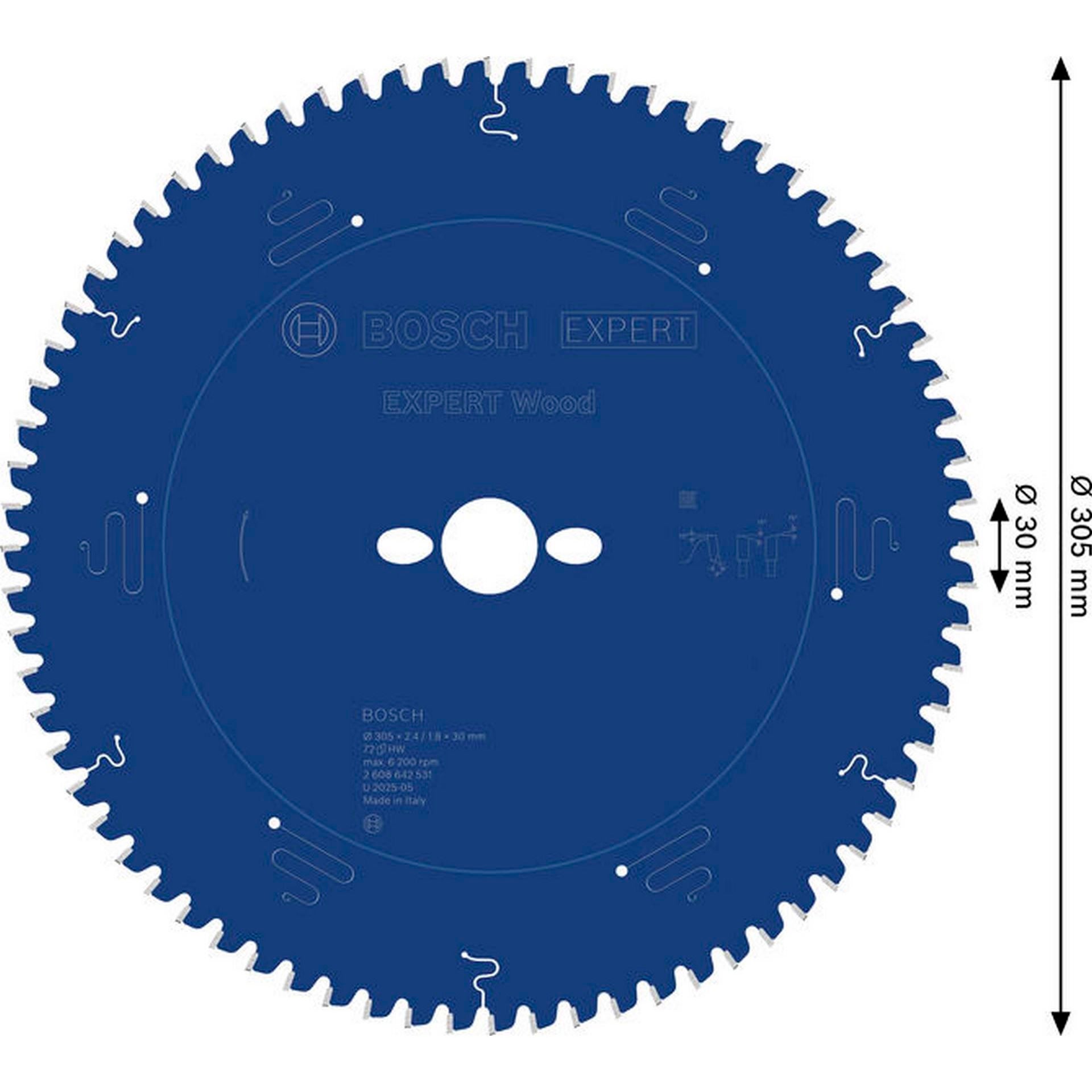 Bosch EXPERT Wood Kreissägeblatt, 305x2,4/1,8x30 mm, Z72 #2608642531