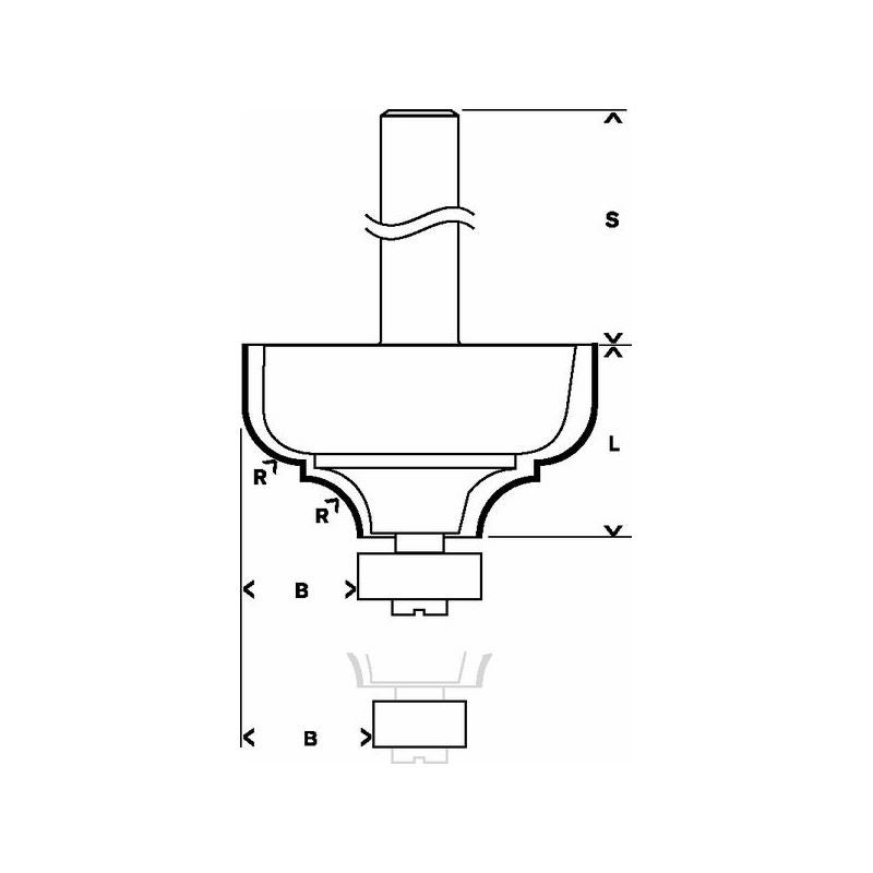 Bosch PRO Profilfräser Ogee, R 4,8 mm, S 8 mm #2608628396