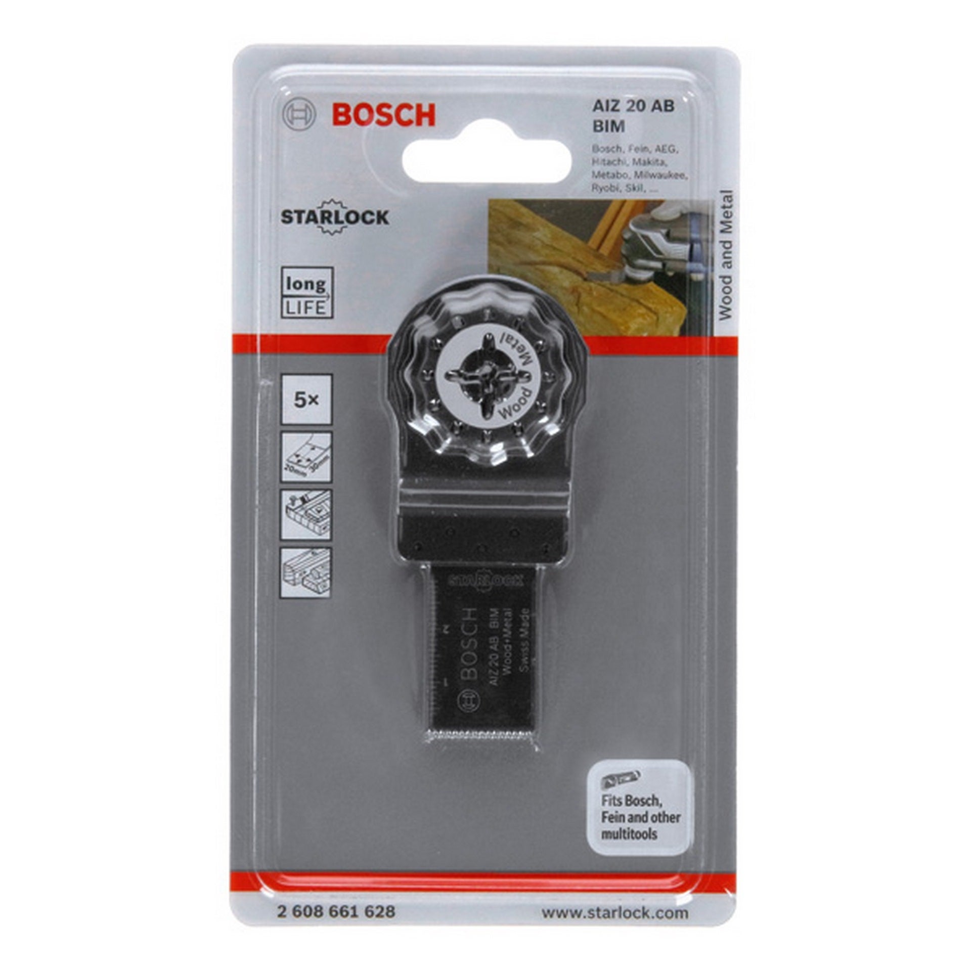 Bosch BIM Tauchsägeblatt AIZ 20 AB, Wood and Metal, 30 x 20 mm, 5er-Pack #2608661628