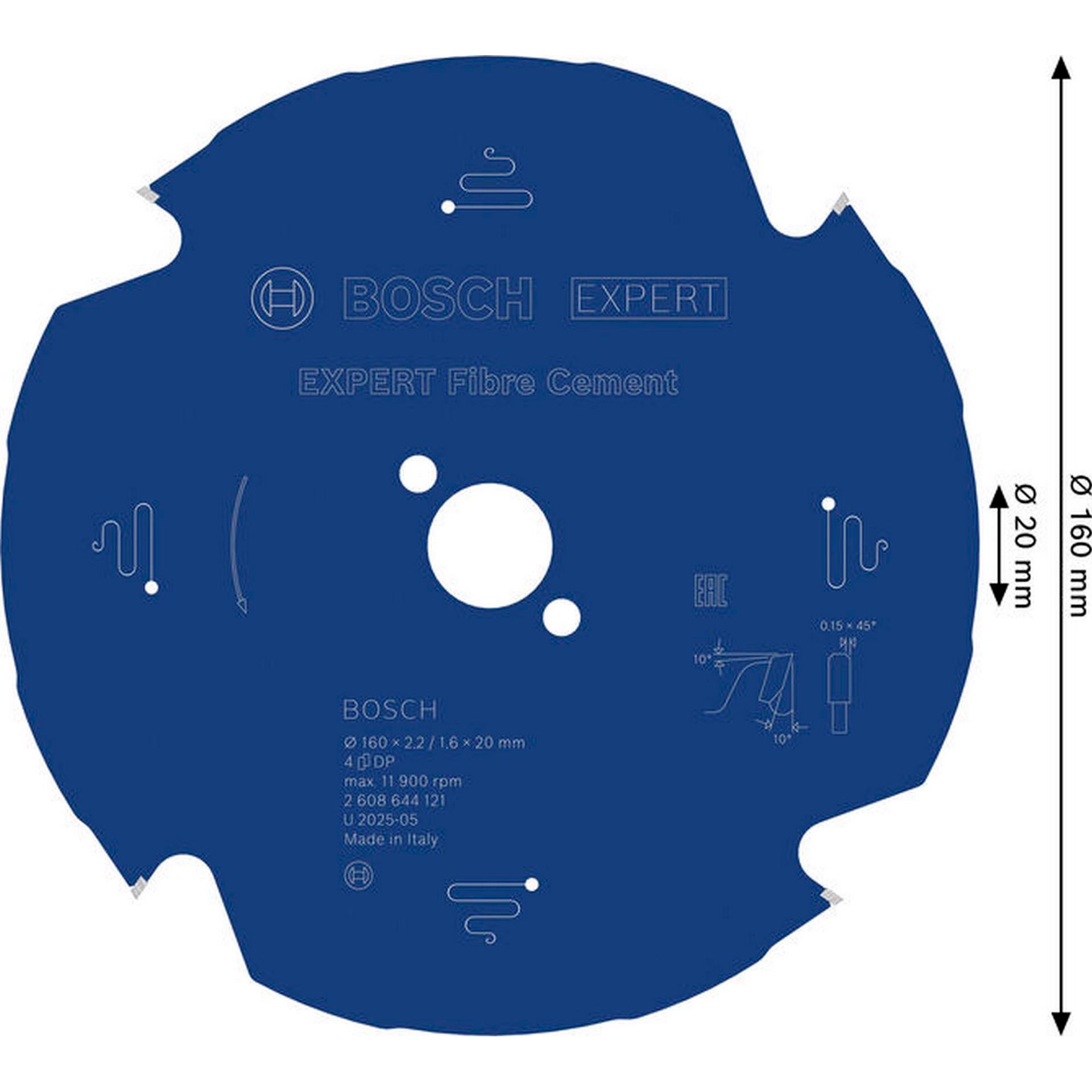 Bosch EXPERT Fibre Cement Kreissägeblatt, 160x2,2/1,6x20 mm, Z4 #2608644121
