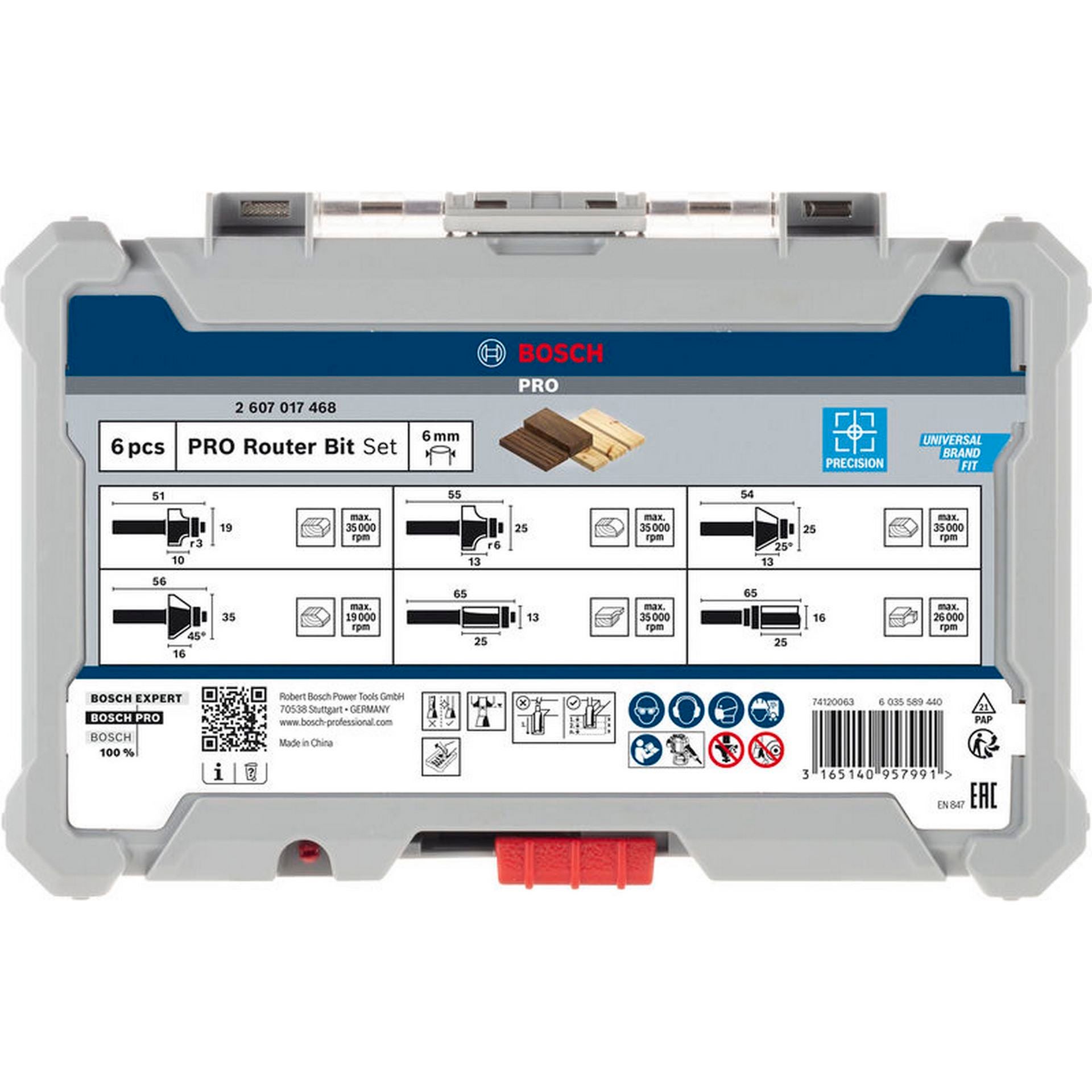Bosch PRO Fräser- Set, Schaft 6mm, 6-tlg. #2607017468