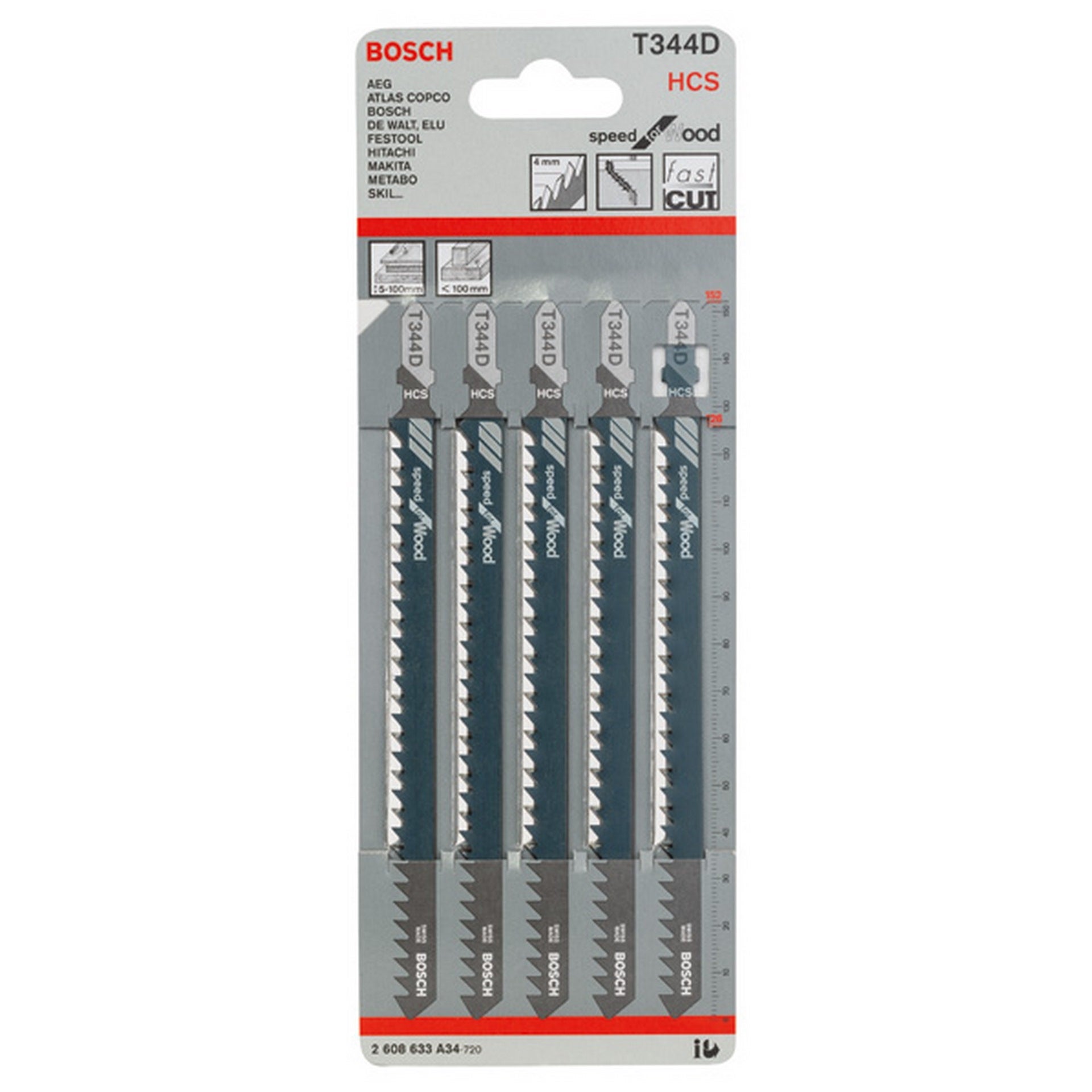 Bosch Stichsägeblatt T 344 D Speed for Wood, 5er-Pack #2608633A34