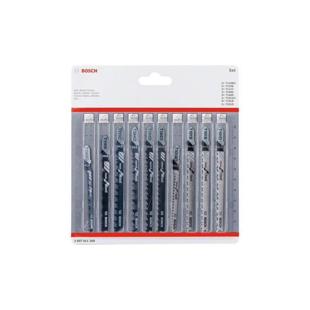 Bosch 10-tlg. Stichsägeblatt-Set für Wood, T-Schaft #2607011169