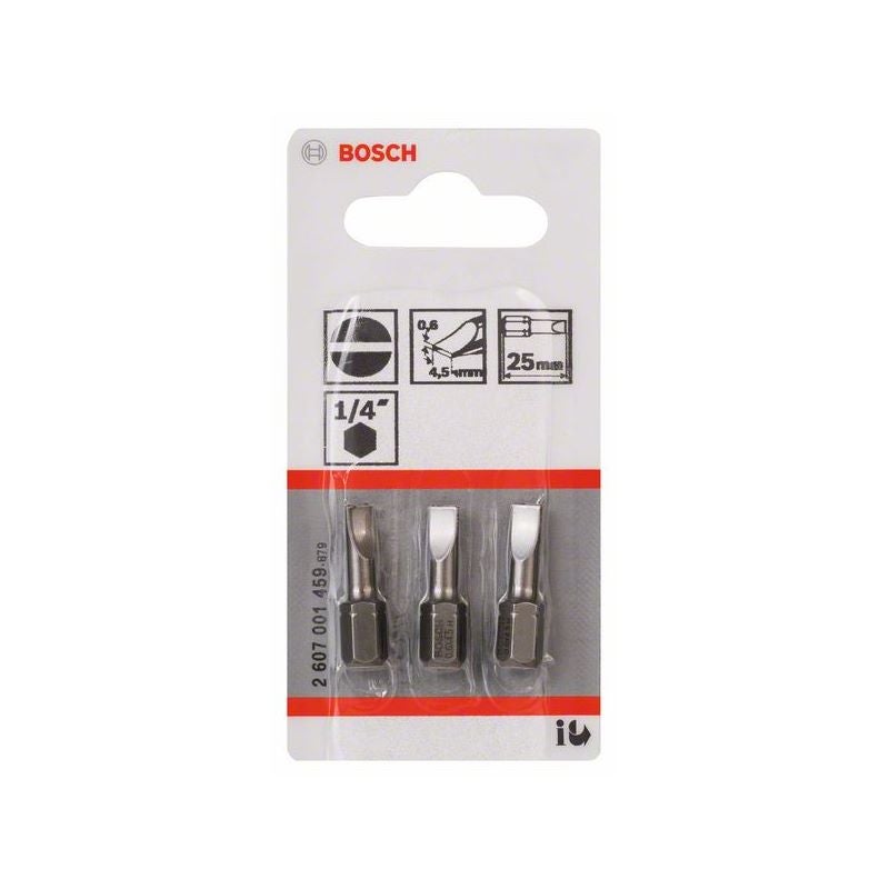Bosch Schrauberbit Extra-Hart S 0,6 x 4,5, 25 mm, 3er-Pack #2607001459